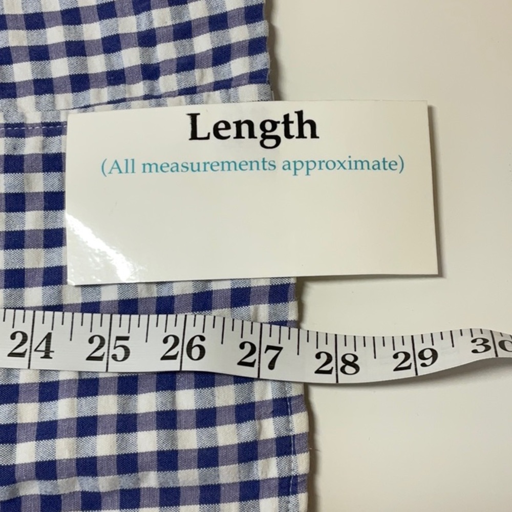 Lands End Gingham Blue White Check Blazer Cotton Blend Size 16 - Picture 10 of 12